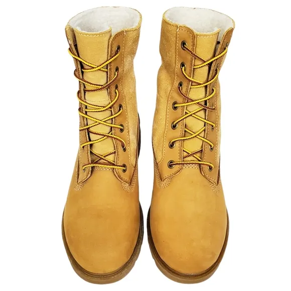 New Timberland linden woods waterproof fold down boots women 6 wheat nubuck faux