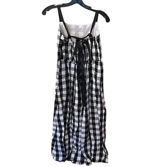 NEW Tuckernuck Women's Large LELIA Black White Gingham Maxi Dress