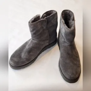 NEW! || UGGS || Classic Mini II grey suede leather boots shearling sz 8.5