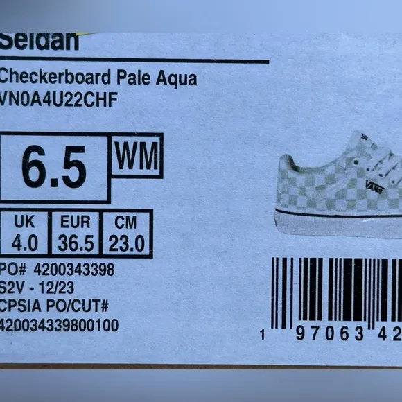 NEW Vans Seldan Casual Sneakers Canvas Checkerboard - Sizes 6.5 (fits 5Y)
