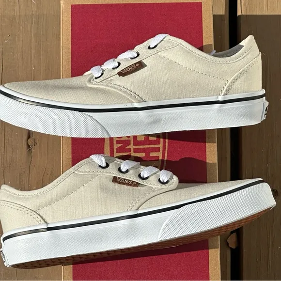 NEW Vans Youth Atwood Casual Sneakers Beige Canvas -  YT Sizes 11, 12, 1, 4, 5