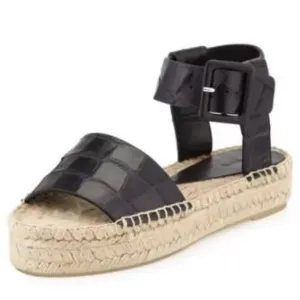 NEW Vince Edina Black Flatform Croc Espadrilles 11