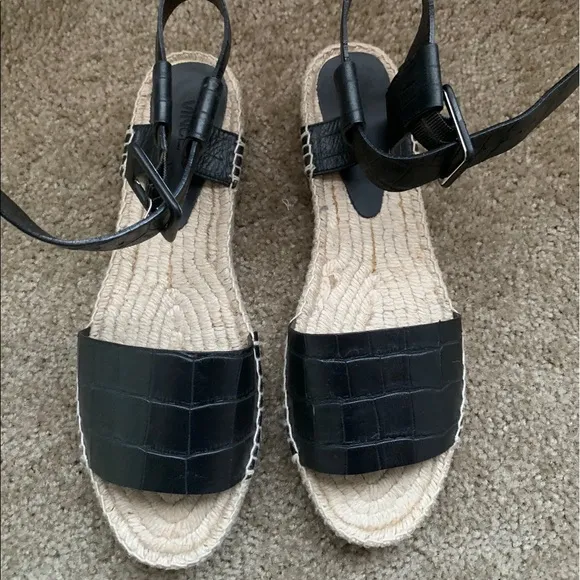 NEW Vince Edina Black Flatform Croc Espadrilles 11