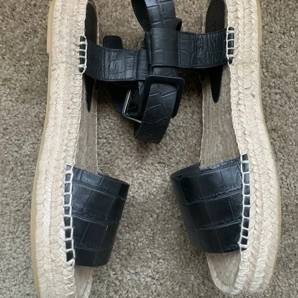 NEW Vince Edina Black Flatform Croc Espadrilles 11