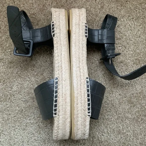 NEW Vince Edina Black Flatform Croc Espadrilles 11