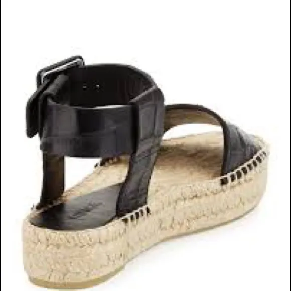 NEW Vince Edina Black Flatform Croc Espadrilles 11