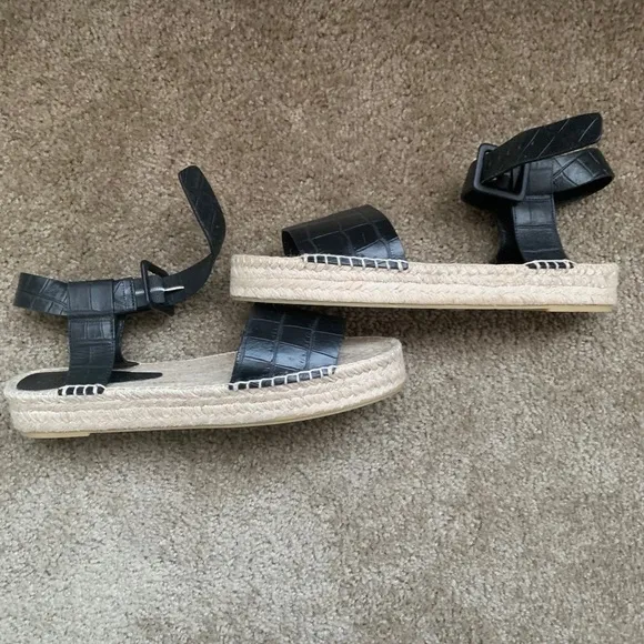 NEW Vince Edina Black Flatform Croc Espadrilles 11