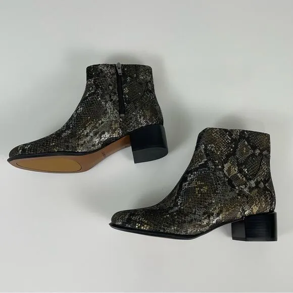 NEW Vionic Kamryn Boa Nubuck Ankle Boots Booties Metallic Snake 8.5