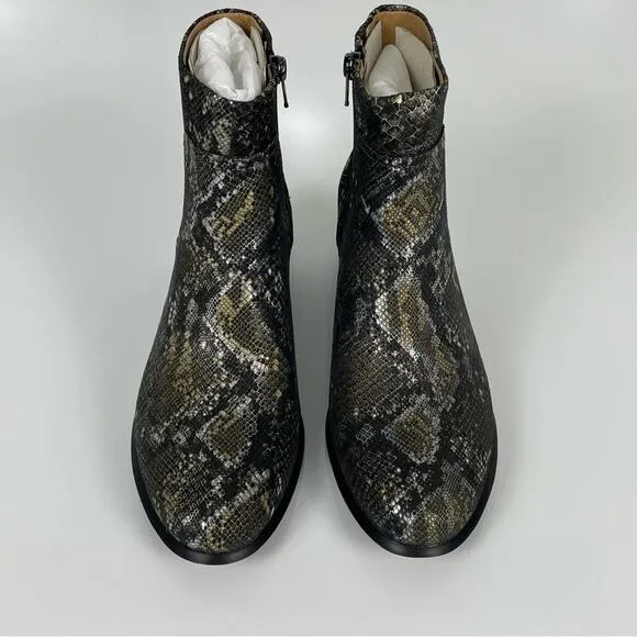 NEW Vionic Kamryn Boa Nubuck Ankle Boots Booties Metallic Snake 8.5