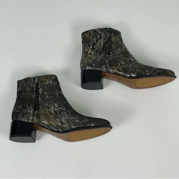 NEW Vionic Kamryn Boa Nubuck Ankle Boots Booties Metallic Snake 8.5