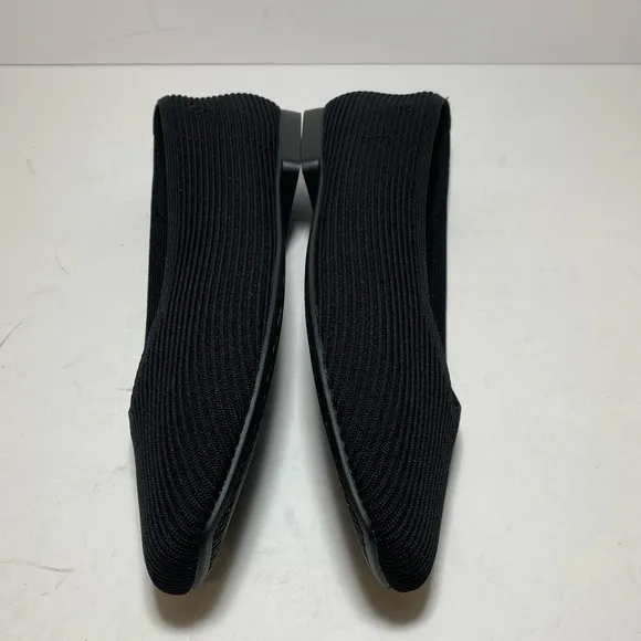 New VIVAIA Square-Toe V-Cut Washable Black Knit Margot 2.0 Flats Size 39.5/8.5 W
