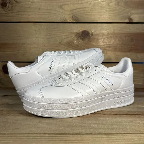 NEW Women’s Size 10.5 Adidas Gazelle Bold “Triple White” Low Top Sneakers IE5130