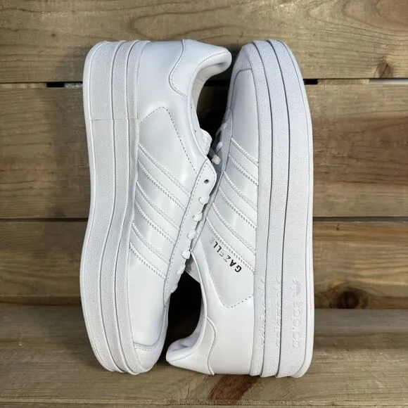 NEW Women’s Size 10.5 Adidas Gazelle Bold “Triple White” Low Top Sneakers IE5130
