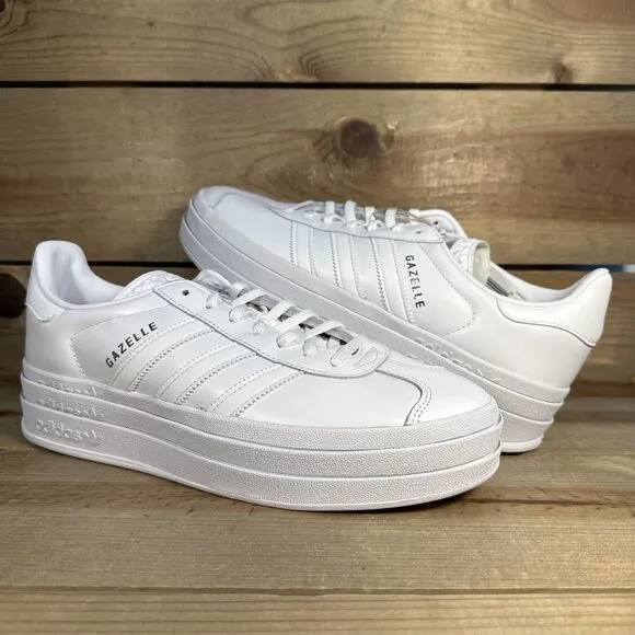 NEW Women’s Size 10.5 Adidas Gazelle Bold “Triple White” Low Top Sneakers IE5130