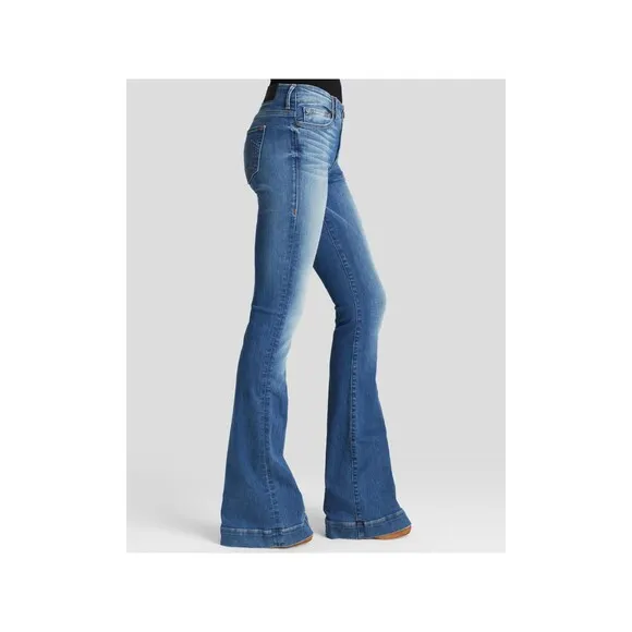 New Womens True Religion Brand Jeans 24 NWT Charlize Flare USA Bell Blue