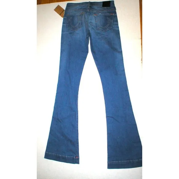 New Womens True Religion Brand Jeans 24 NWT Charlize Flare USA Bell Blue