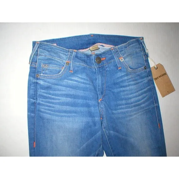 New Womens True Religion Brand Jeans 24 NWT Charlize Flare USA Bell Blue