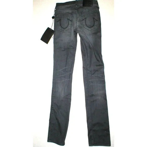 New Womens True Religion Brand Jeans Cora Metal Studs Destroyed Black NWT USA 24