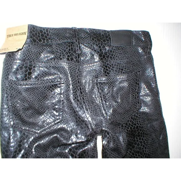 New Womens True Religion Brand Jeans Skinny Black 24 NWT USA Python Casey Snake