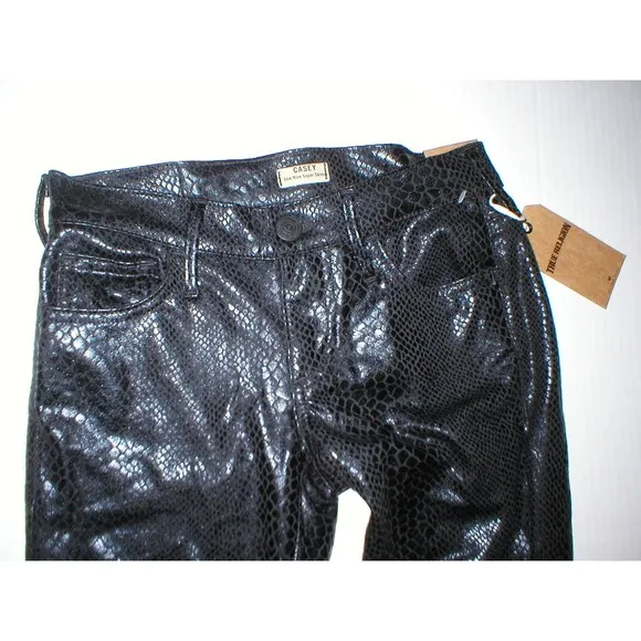 New Womens True Religion Brand Jeans Skinny Black 24 NWT USA Python Casey Snake