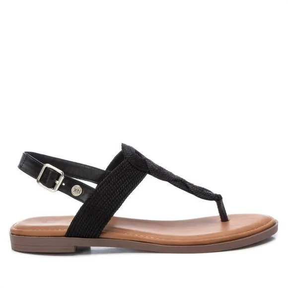 NEW XTI women's braided strap thong flat sandals in black