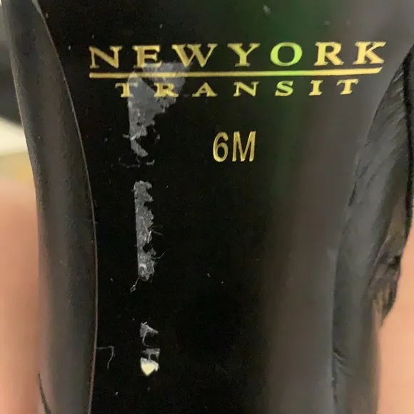 NEW YORK TRANSIT BLACK LEATHER BOOTS SZ 6 M Stiletto Heels