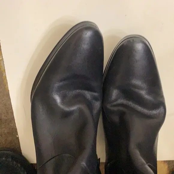 NEW YORK TRANSIT BLACK LEATHER BOOTS SZ 6 M Stiletto Heels