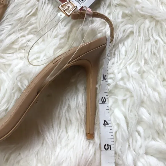 New ZARA Beige &amp; Clear vinyl heeled sandals ankle strap