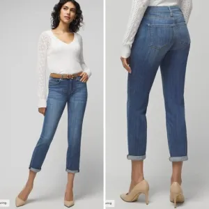 New! White House Black Market midrise girlfriend everyday‎ soft jeans, size 4