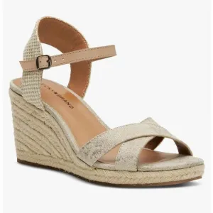 NIB Lucky Brand Maeylee Espadrille Wedge Sandals in Natural Platinum