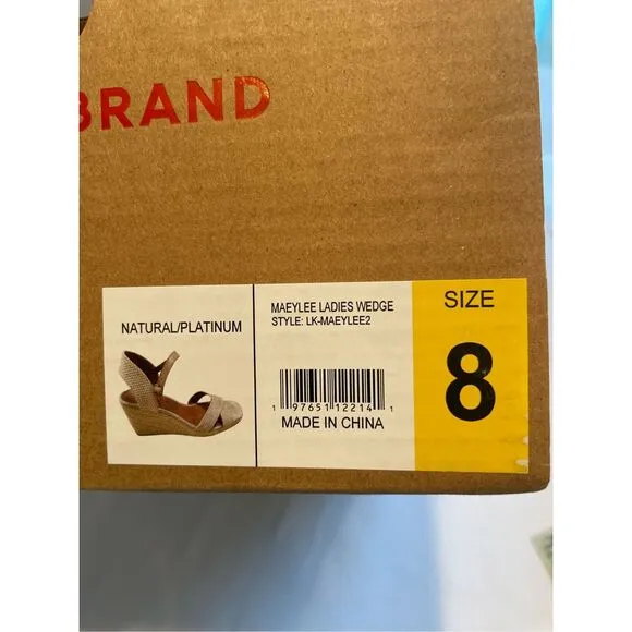 NIB Lucky Brand Maeylee Espadrille Wedge Sandals in Natural Platinum