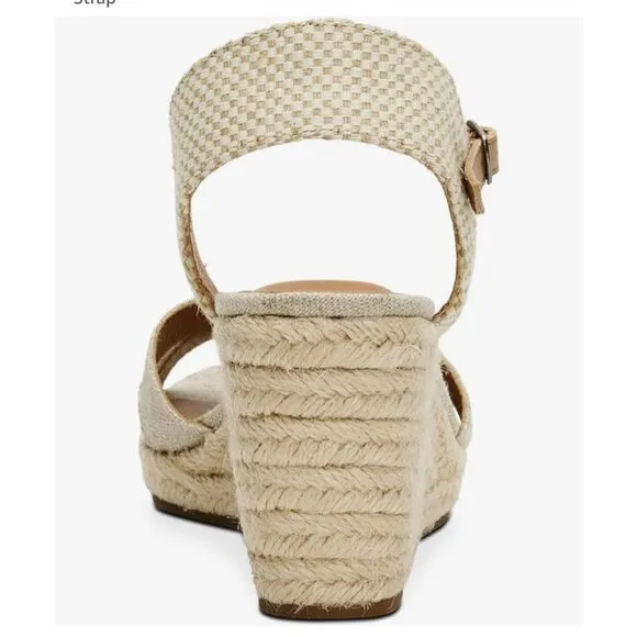 NIB Lucky Brand Maeylee Espadrille Wedge Sandals in Natural Platinum