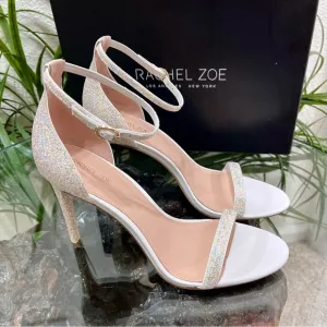 🔥NIB🔥 Rachel Zoe Napa Leather Ema White Glitter Heel  Size 10