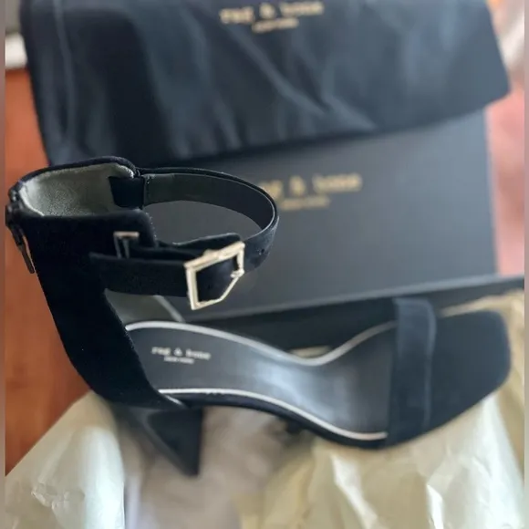 NIB Rag &amp; Bone Black Suede Ellis Sandals Size 9.5