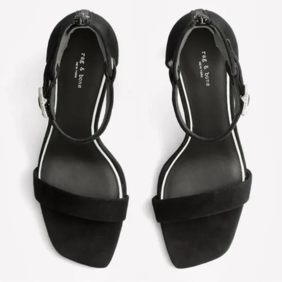 NIB Rag &amp; Bone Black Suede Ellis Sandals Size 9.5