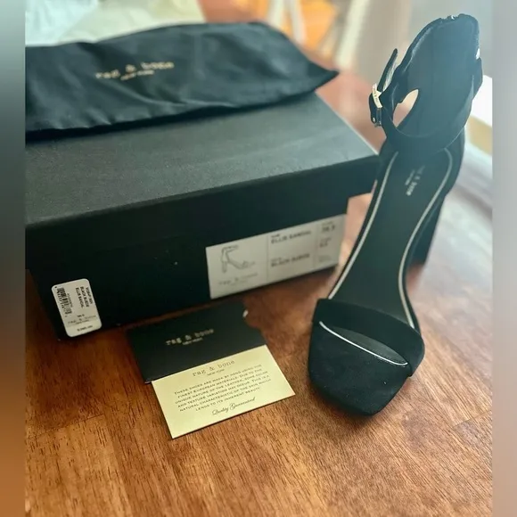 NIB Rag &amp; Bone Black Suede Ellis Sandals Size 9.5