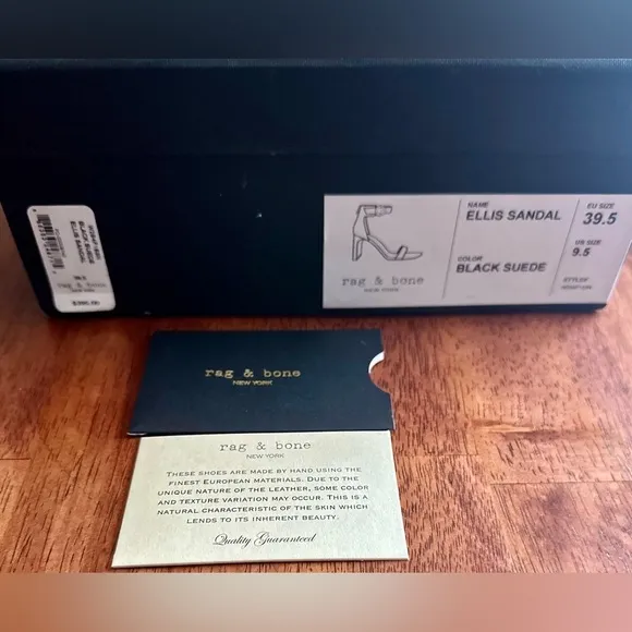 NIB Rag &amp; Bone Black Suede Ellis Sandals Size 9.5