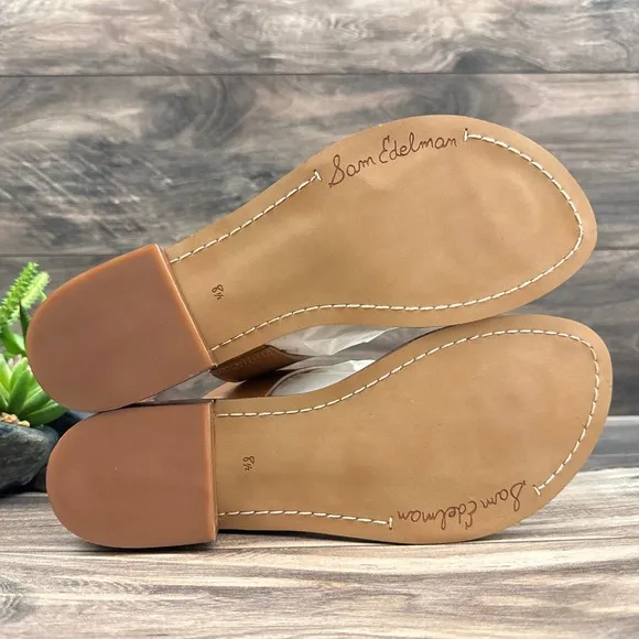 NIB Sam Edelman Jaynee 8.5M Brown Leather Slip On T Strap Thong Sandals