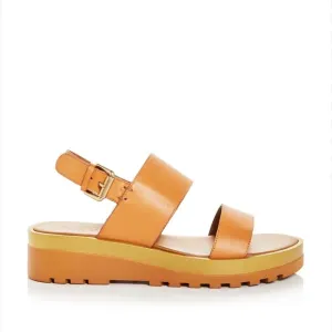 nib See by Chloé Martie Leather Slingback Wedge Sandals in Tan - Size 6