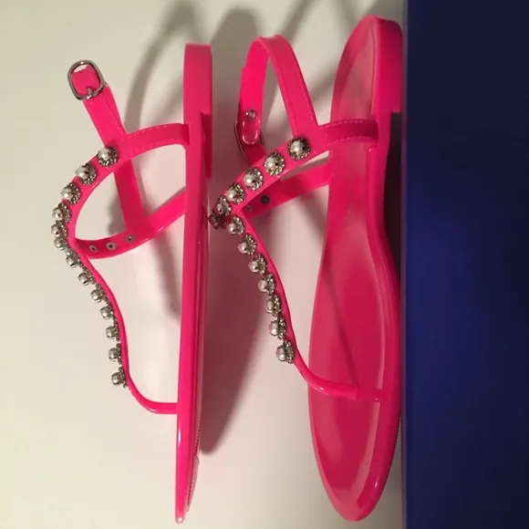 NIB Stuart Weitzman Goldie Pearl Crystal Jelly Sandals
