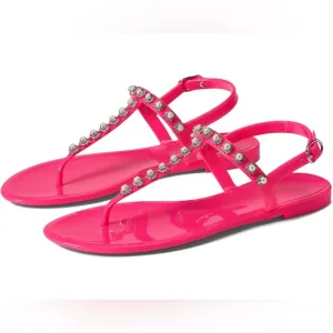 NIB Stuart Weitzman Goldie Pearl Crystal Jelly Sandals