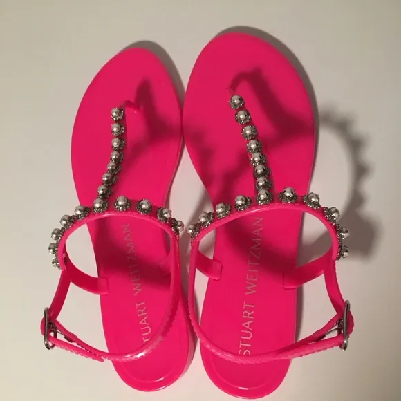 NIB Stuart Weitzman Goldie Pearl Crystal Jelly Sandals