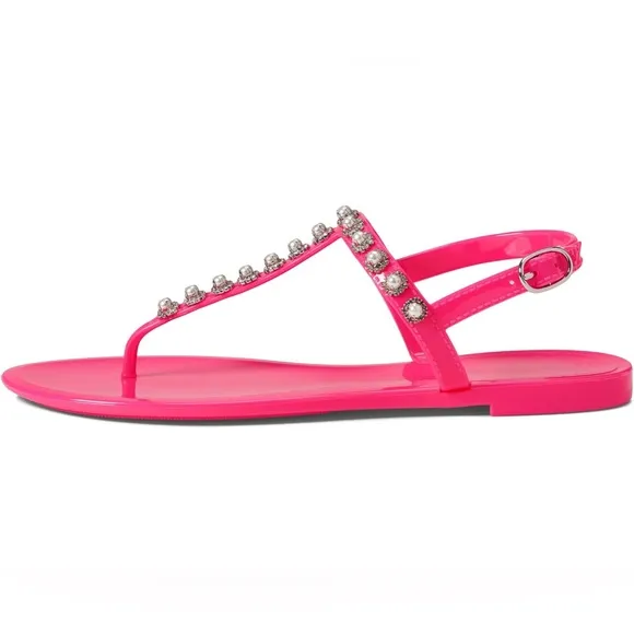 NIB Stuart Weitzman Goldie Pearl Crystal Jelly Sandals