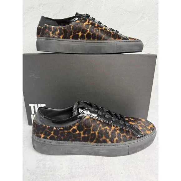 NIB THE KOOPLES Women’s Leopard Low Top Leather Urban Sneakers Size FR 41/US 10