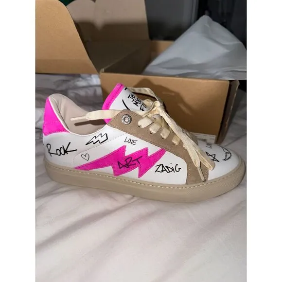 NIB Zadig &amp; Voltaire Charms Print Sneaker in Paradise size 39