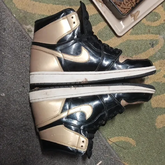 Nike Air High-Top Black and Gold Sneakers