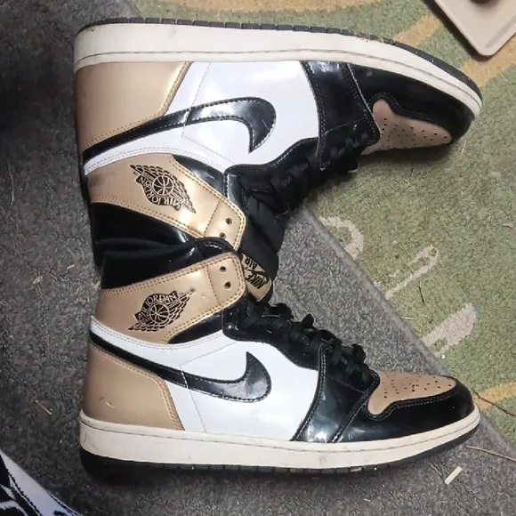 Nike Air High-Top Black and Gold Sneakers