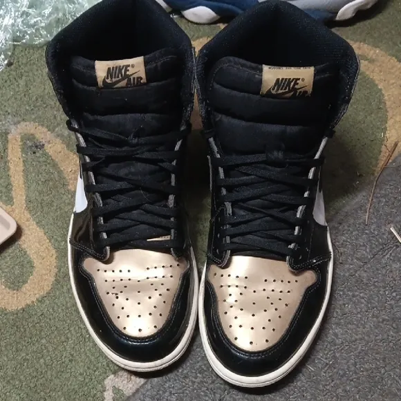 Nike Air High-Top Black and Gold Sneakers