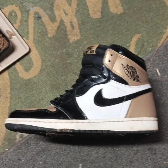 Nike Air High-Top Black and Gold Sneakers