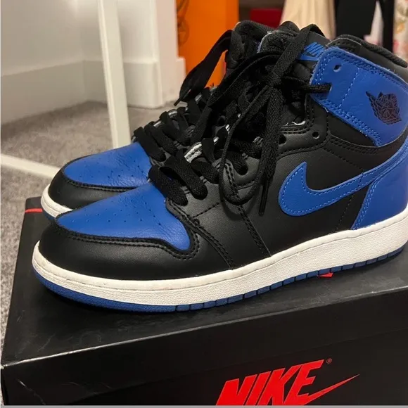 Nike Air Jordan 1 High Black and Blue Sneakers